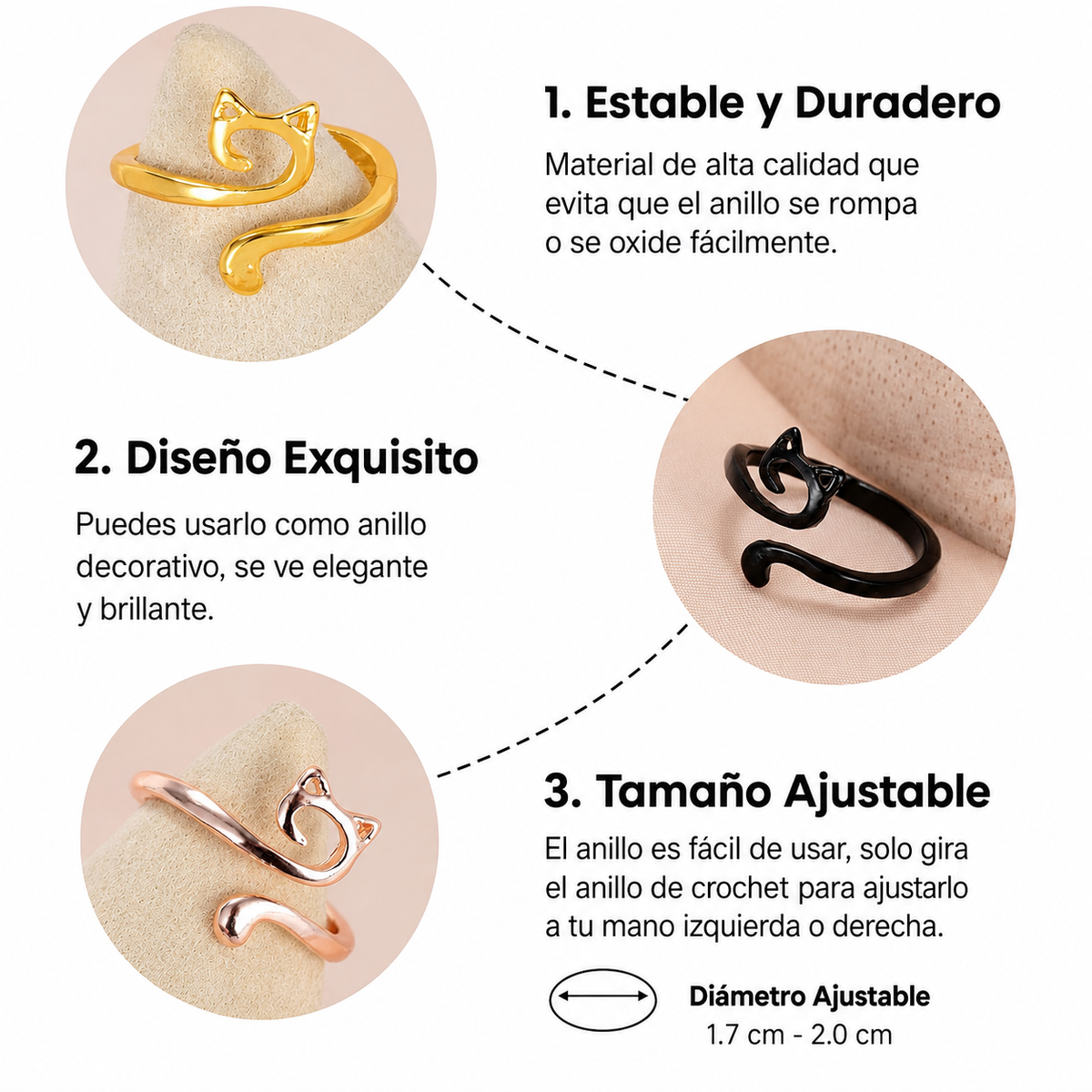 Set x4 Anillos Ajustables Guía de Hilo para Tejer🪡🧶
