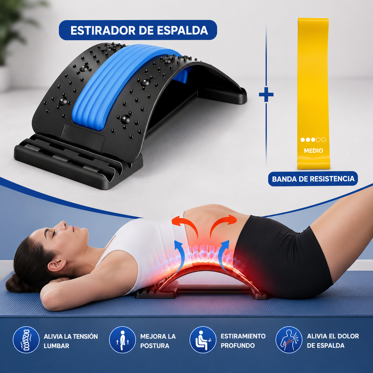 Estirador Lumbar Ergonómico con Magnetoterapia y Acupuntura💆🏻♂️🧘🏻♂️