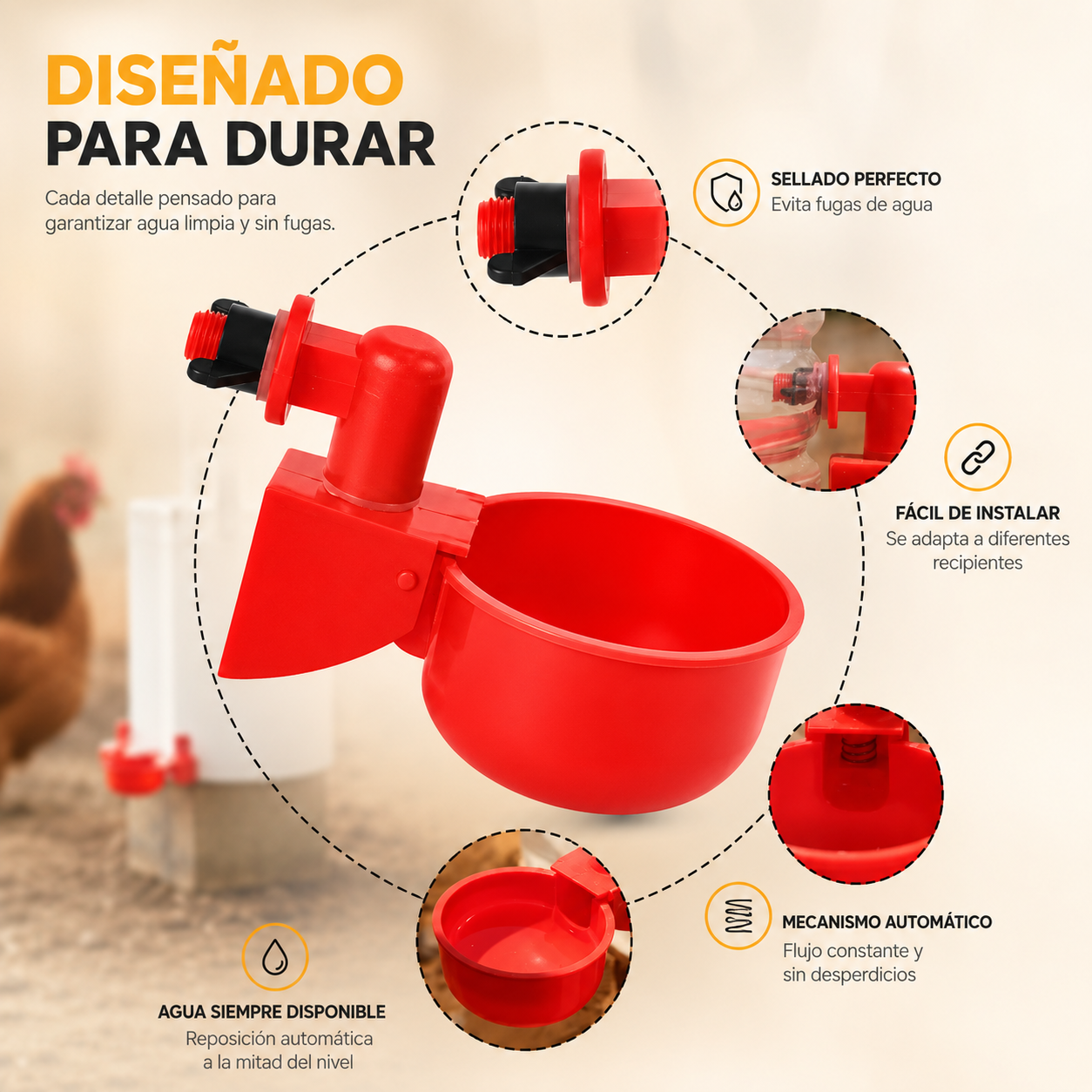 Set x5 Bebederos Automáticos para Aves de Corral 💧