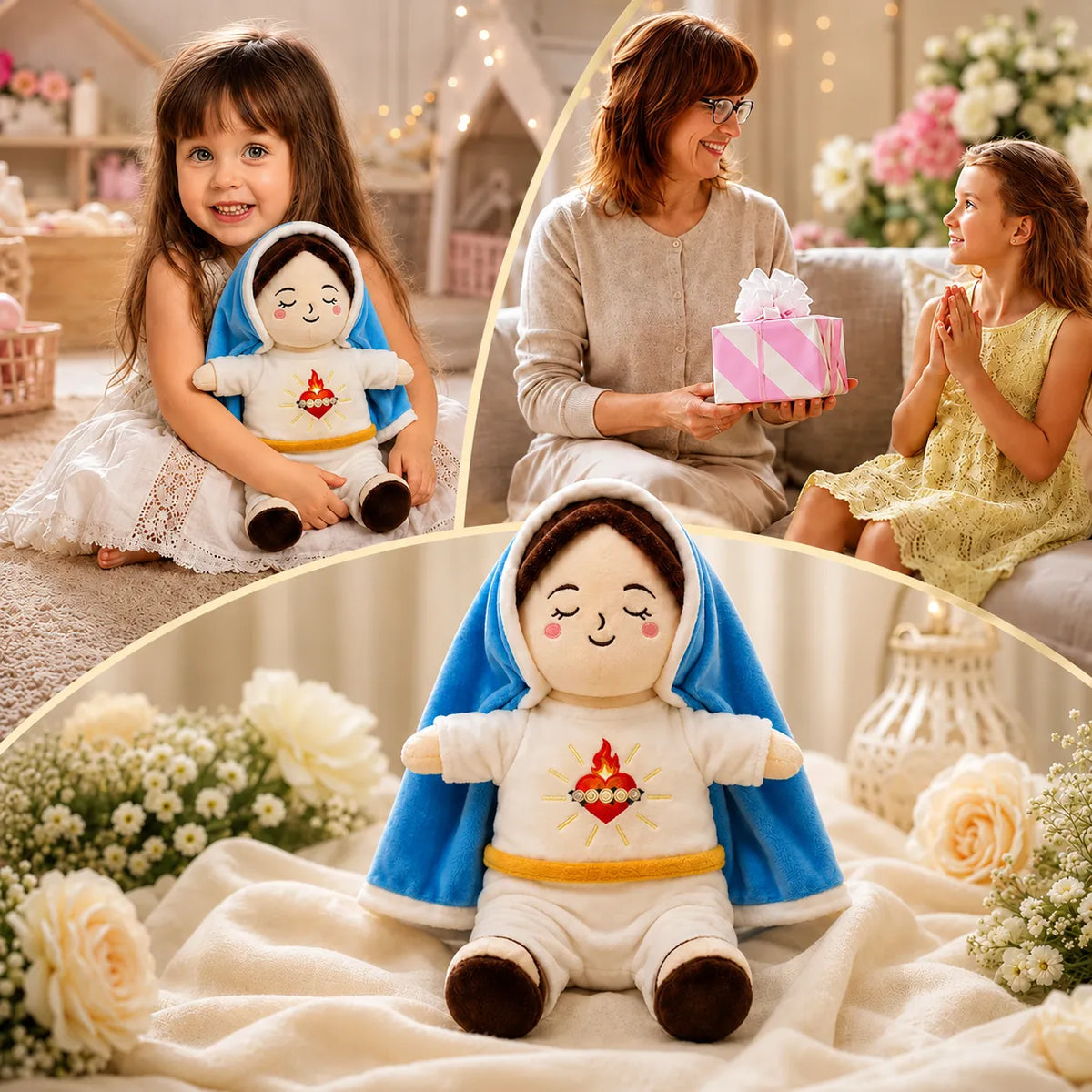 Peluche Virgen María con Luz Calmante🕊️✨