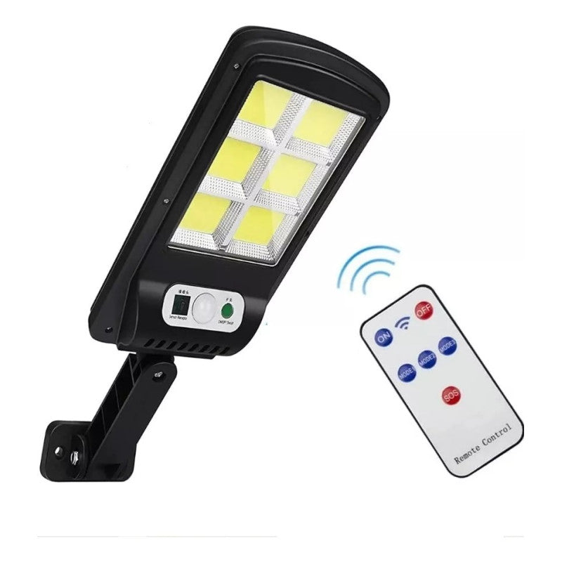 LÁMPARA CON PANEL SOLAR, SENSOR DE MOVIMIENTO Y CONTROL REMOTO