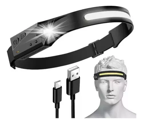 Linterna Frontal LED Recargable con Sensor