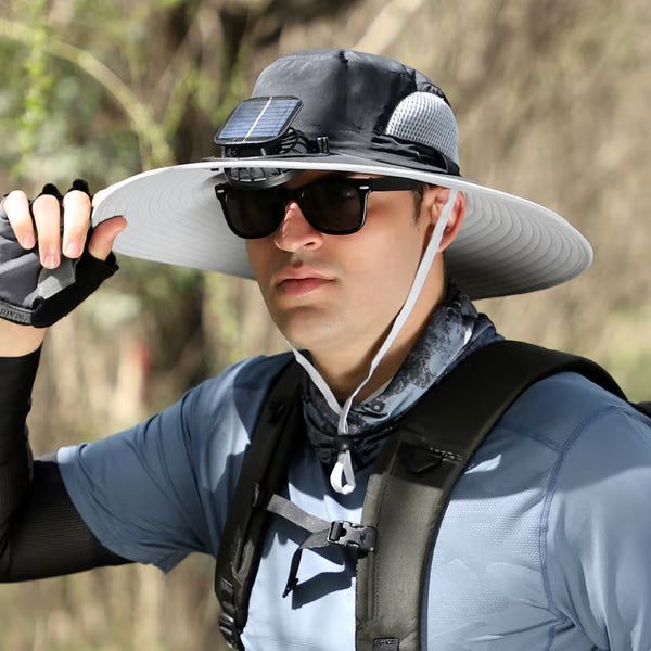 Sombrero De Ala Ancha Con Ventiladores Solares🎩☀️