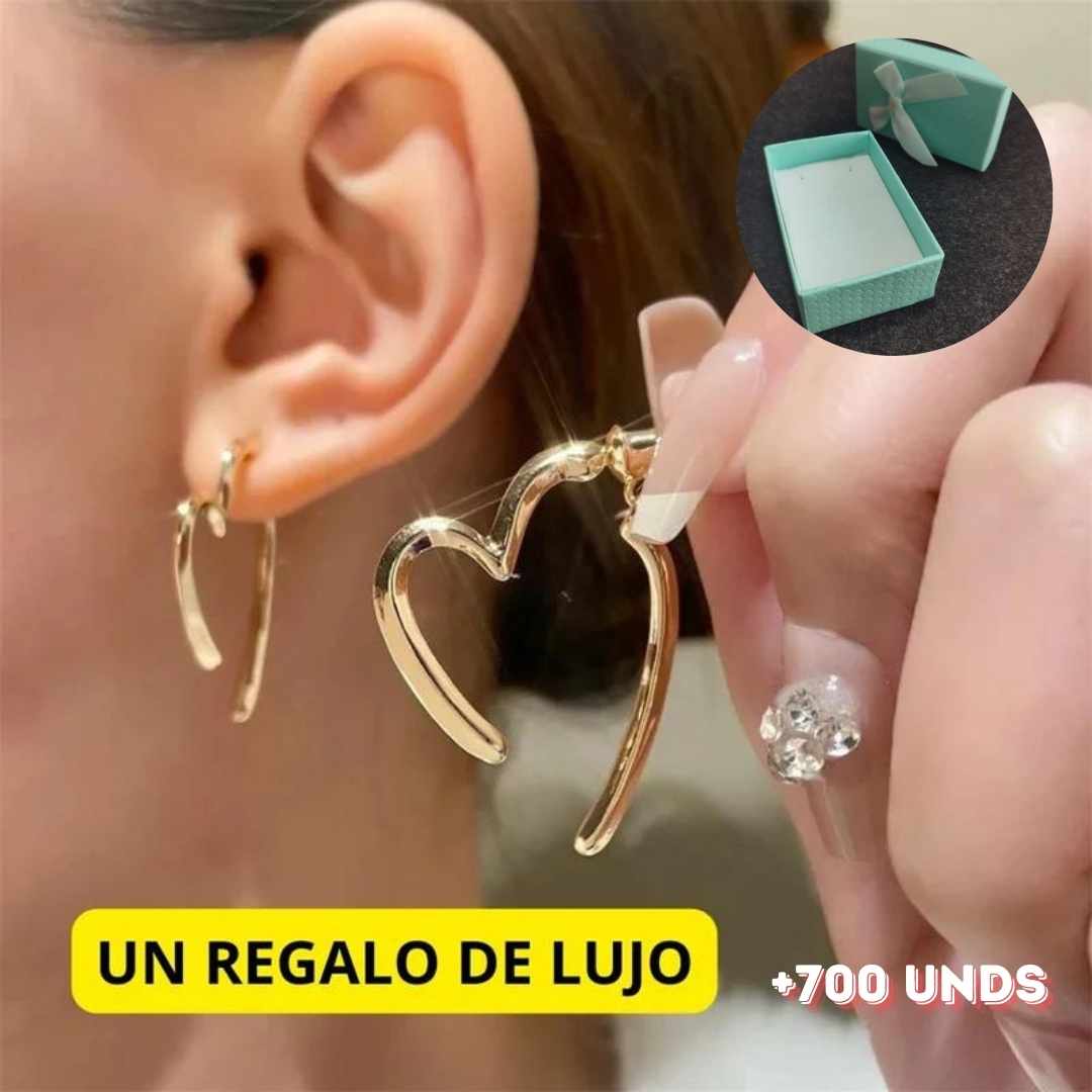 ARETES EN FORMA DE CORAZÓN EN CAJA DE REGALO🎁