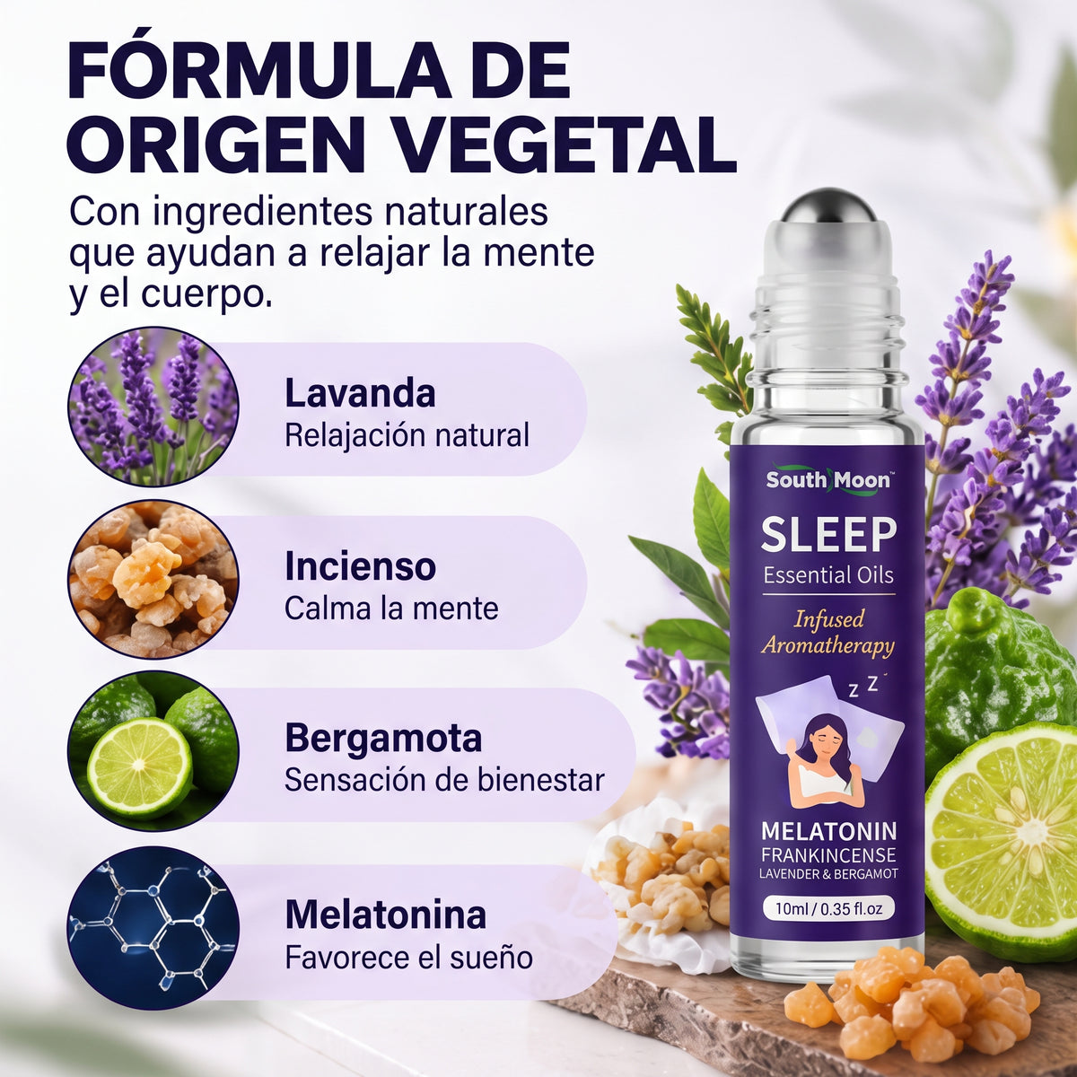 Sleep Roll-On Pro Aceite Esencial de Aromaterapia Vegetal para Dormir 🌙💜✨