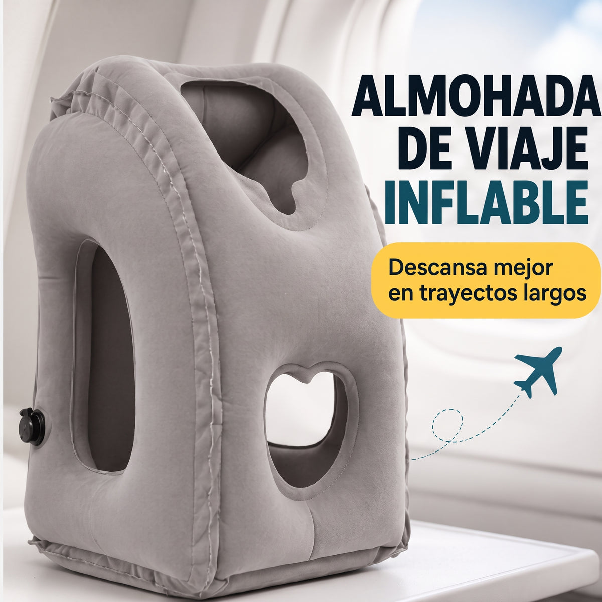 Almohada de Viaje Inflable Ergonómica 45° con Soporte Frontal y de Brazos😴☁️