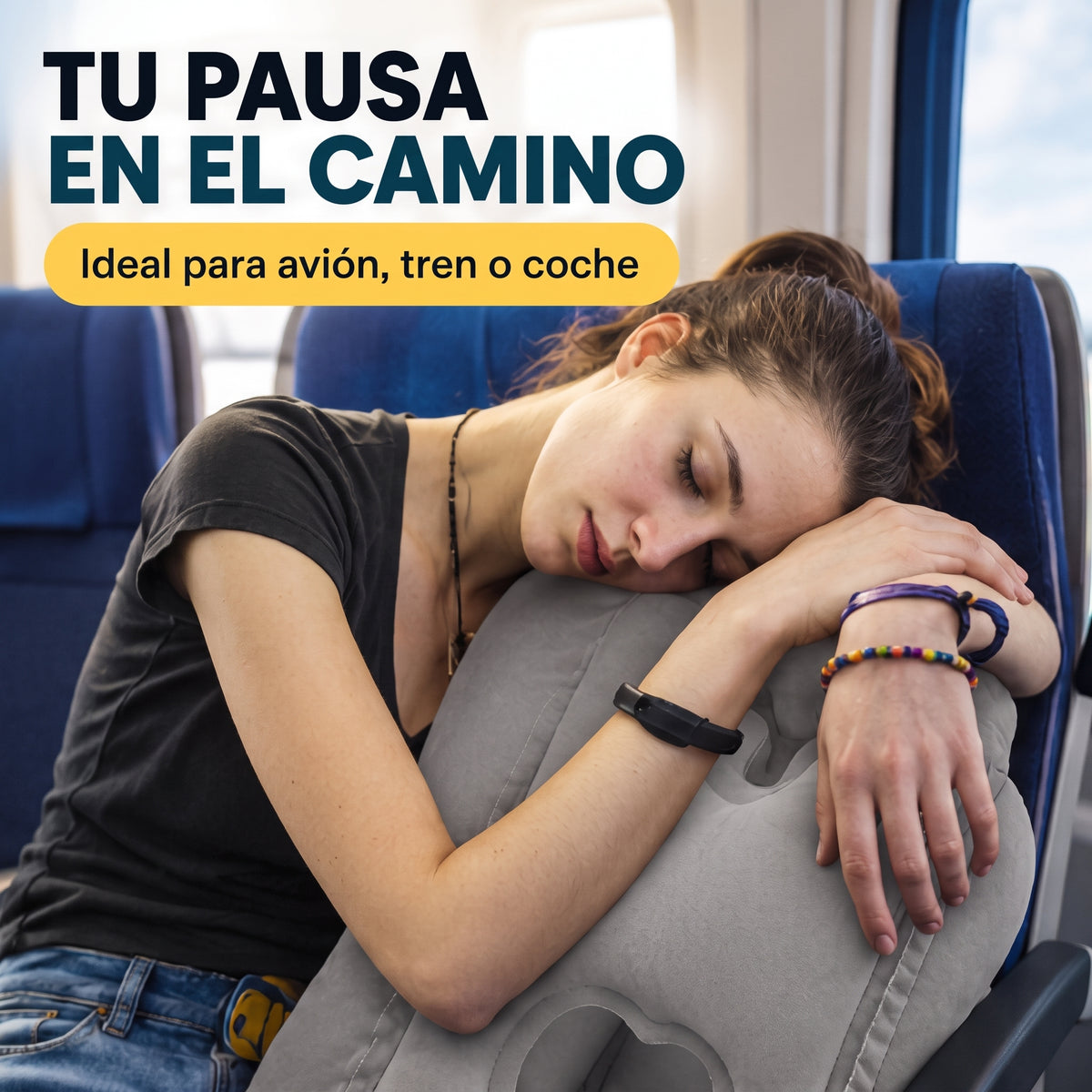 Almohada de Viaje Inflable Ergonómica 45° con Soporte Frontal y de Brazos😴☁️
