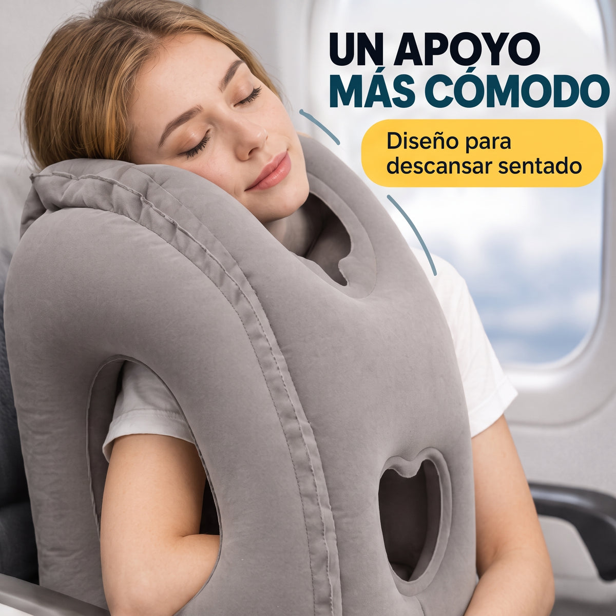 Almohada de Viaje Inflable Ergonómica 45° con Soporte Frontal y de Brazos😴☁️