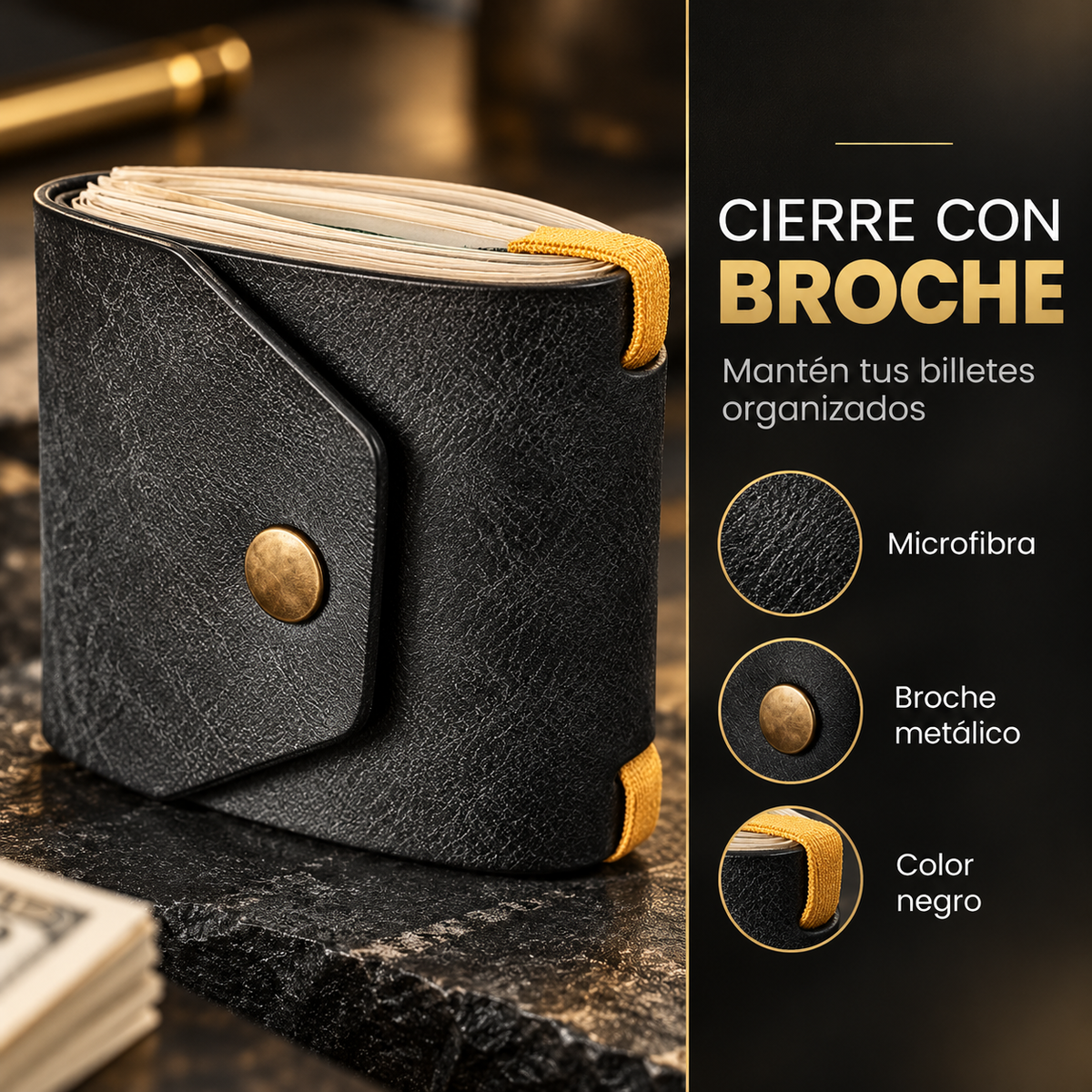 Cartera Minimalista en Cuero de Microfibra💵🖤