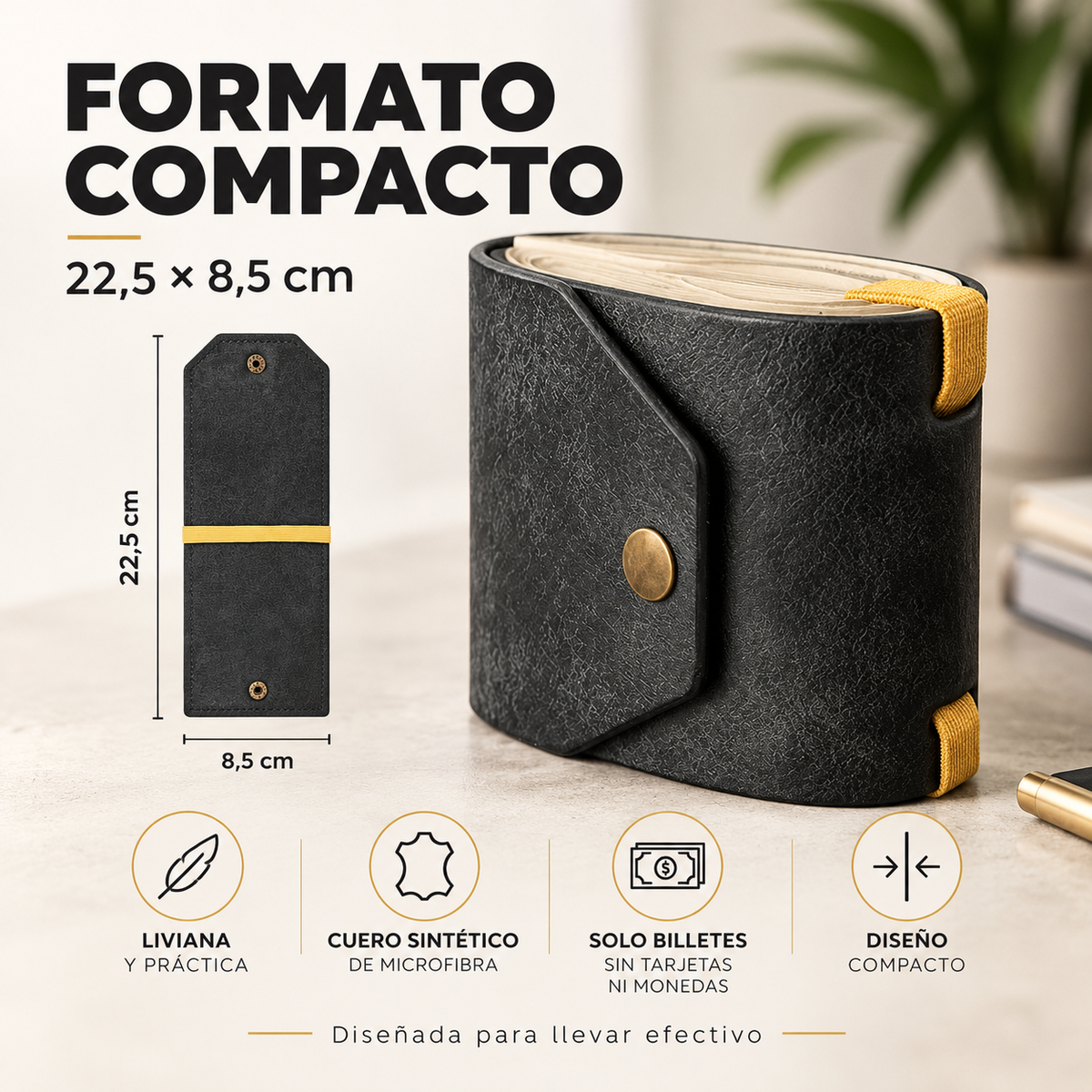 Cartera Minimalista en Cuero de Microfibra💵🖤