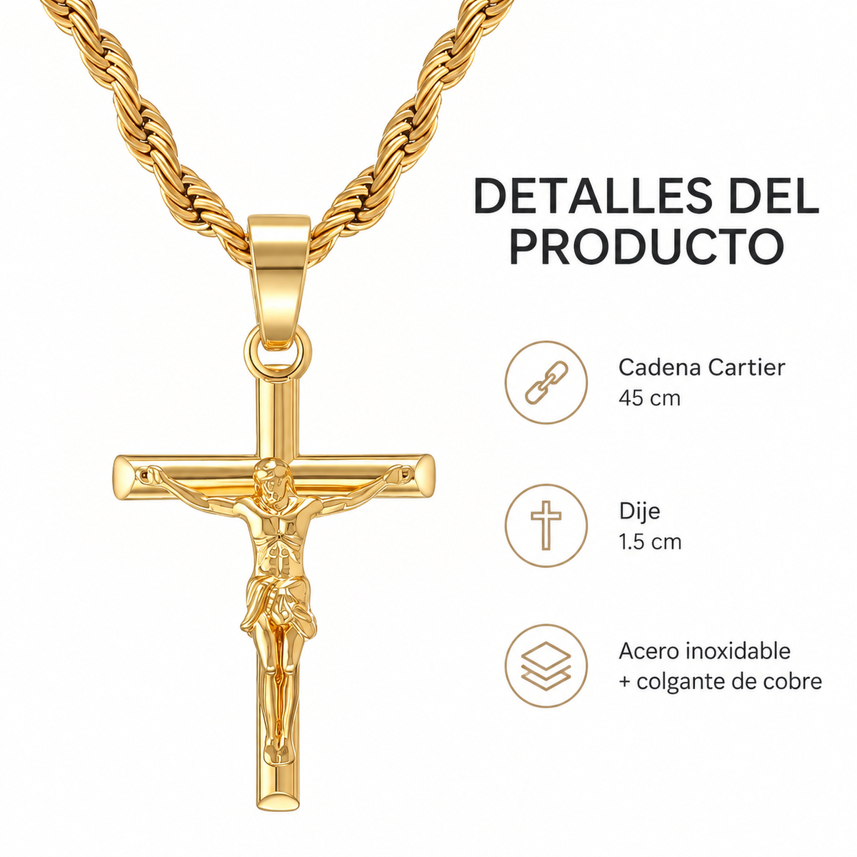 Collar Cruz 24K Gold + Caja de Cuero Blanca ✝️✨