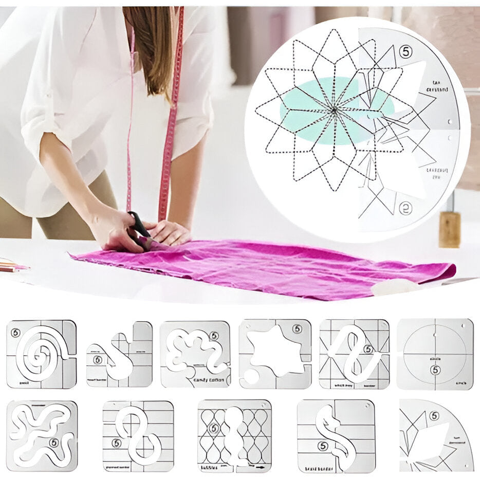 Juego de moldes de movimiento libre para maquina de coser (11 piezas)