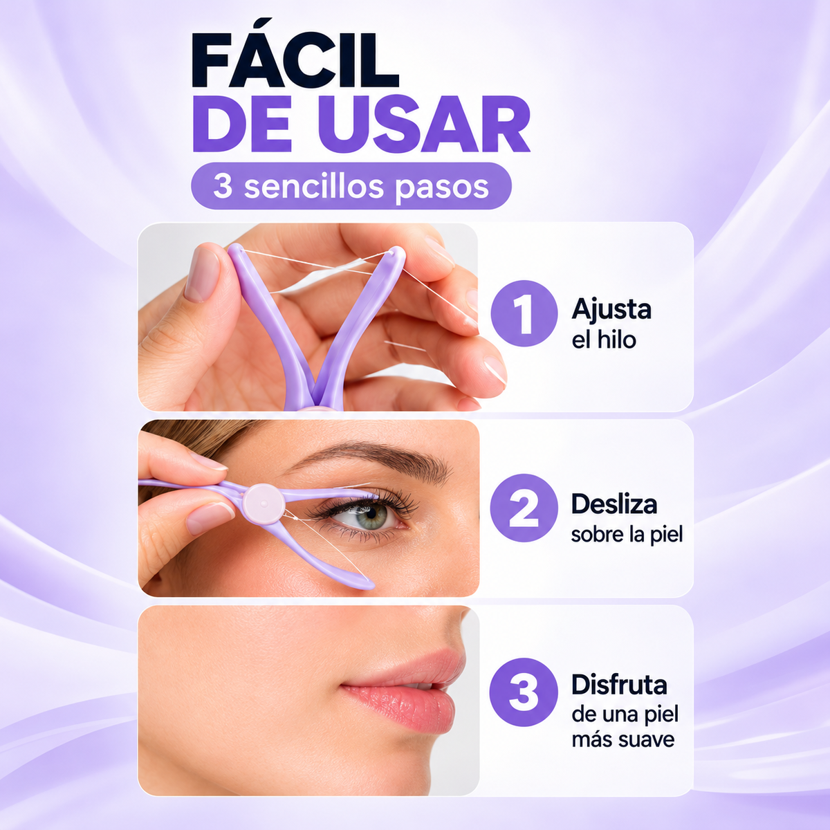 Depilador Facial Manual de Hilo 💜🪡