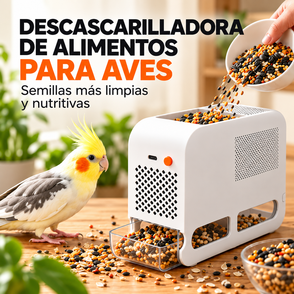 Descascarilladora y Limpiadora Automática de Semillas para Aves🦜🌾