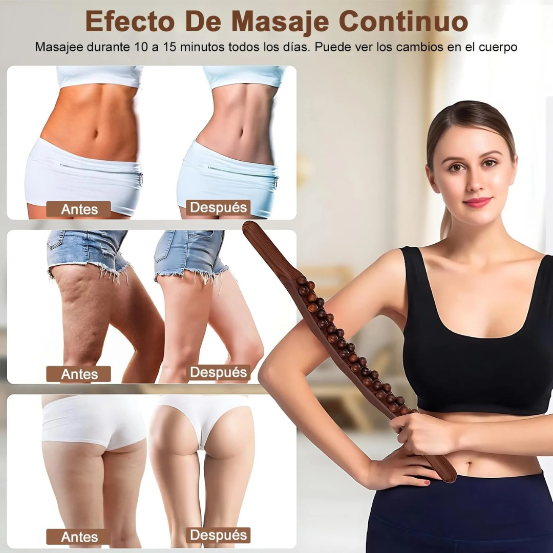 🪵 Palo de Masaje de Madera de Haya Carbonizada (+ Aceite 10ml)