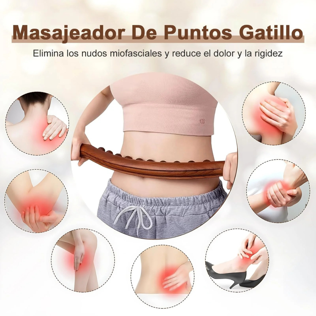 🪵 Palo de Masaje de Madera de Haya Carbonizada (+ Aceite 10ml)