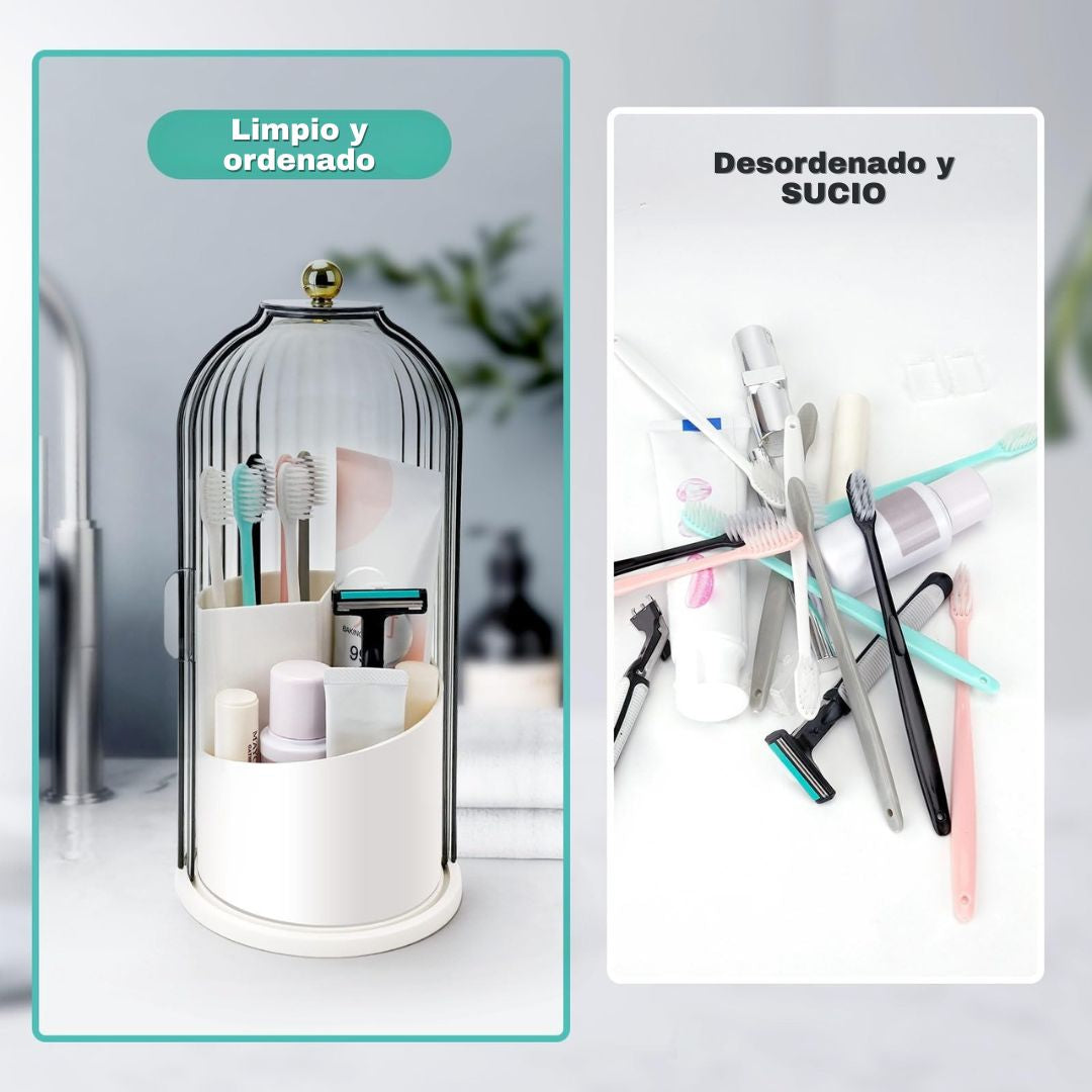 Luxury Shield 360™: ORGANIZADOR DE BAÑO CON TECHO CORREDIZO ANTI-BACTERIAS