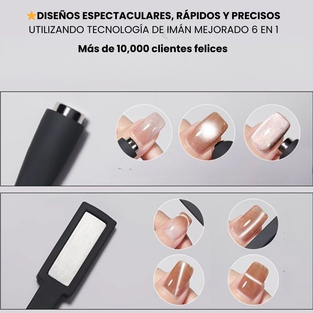 💅🏻HERRAMIENTA MAGNÉTICA 6 EN 1: Imán mejorado para diseños ojo de gato