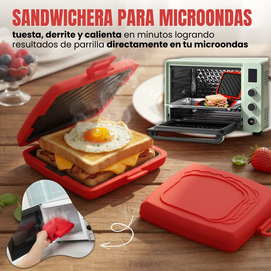 SANDWICHERA PARA MICROONDAS: Cocción rápida y acabado crujiente profesional🍞🥙