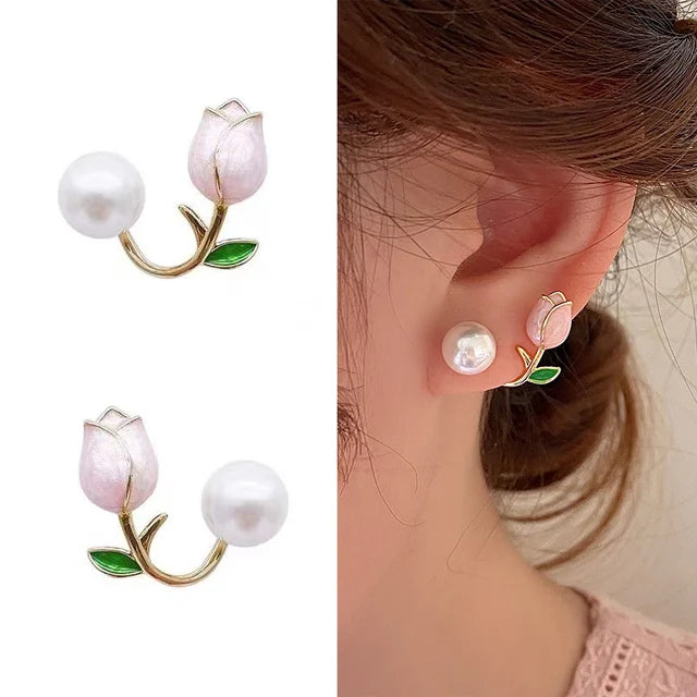 Brilla y resalta: Aretes Tulipán Rosa 🌷+ Caja de regalo