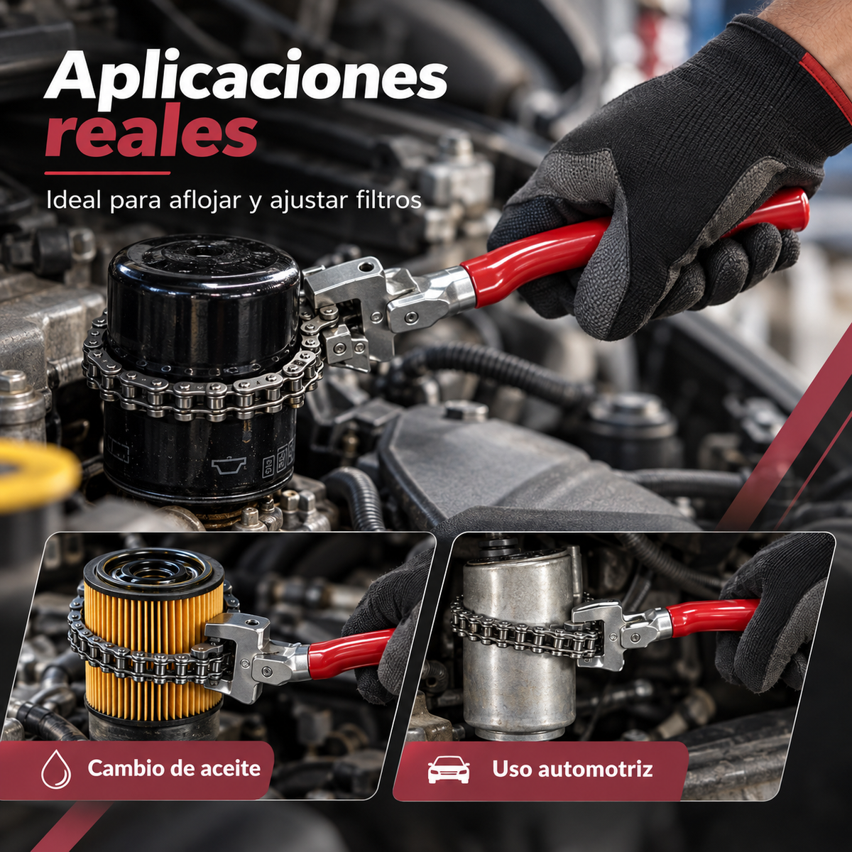 Llave de Cadena Doble para Filtros de Aceite🔧