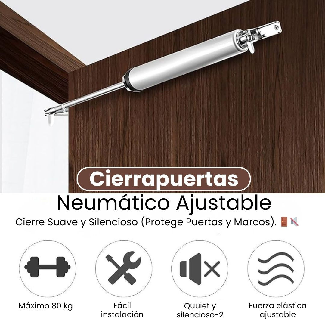 Cierrapuertas Neumático Ajustable | Cierre Suave y Silencioso (Protege Puertas y Marcos). 🚪🔇