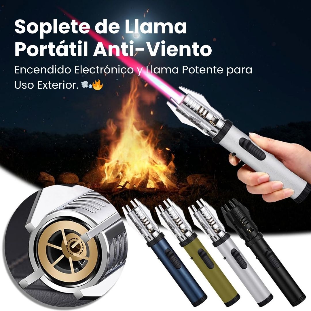 Soplete de Llama Portátil Anti-Viento | Encendido Electrónico y Llama Potente para Uso Exterior. 🌬️🔥