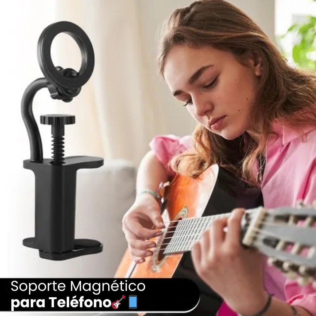 Soporte Magnético para Teléfono Diseño Guitarra/Ukelele | Manos Libres = Más Enfoque y Creatividad. 🎸📱