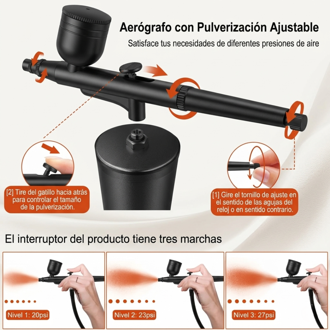Aerógrafo Profesional Inalámbrico Black Edition: Compresor de Alta Presión🌈🫧