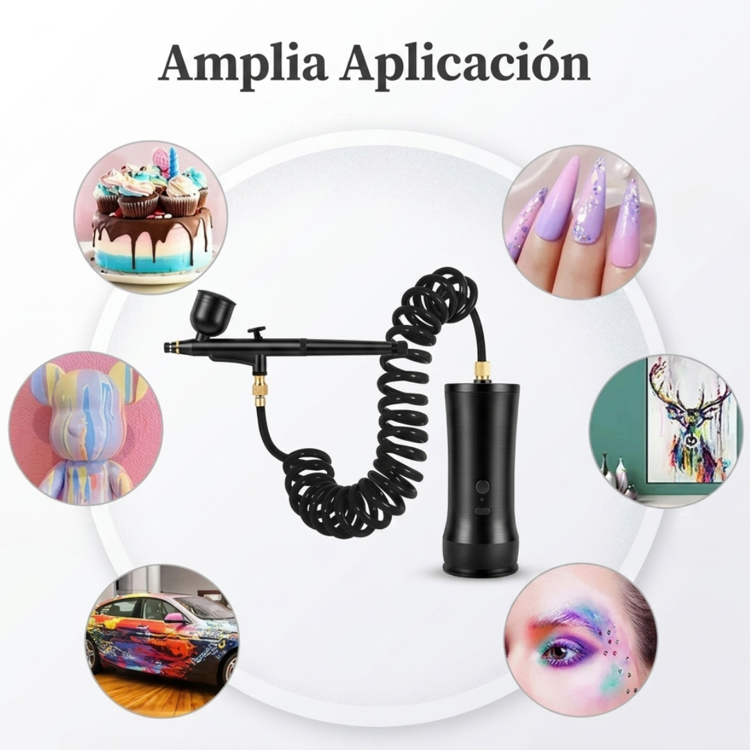 Aerógrafo Profesional Inalámbrico Black Edition: Compresor de Alta Presión🌈🫧
