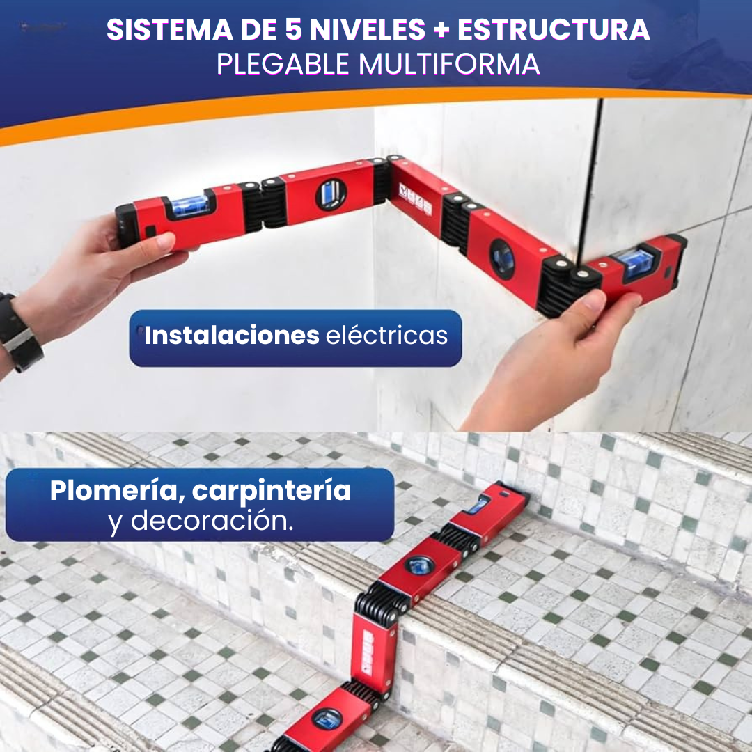 NIVEL DE BURBUJA PLEGABLE: Versión de 5 niveles multifuncional🧰⚙️