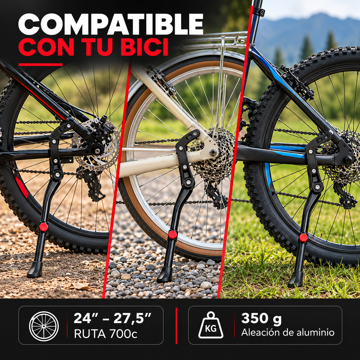 Pata de Apoyo Trasera Ajustable para Bicicleta🚲⚙️