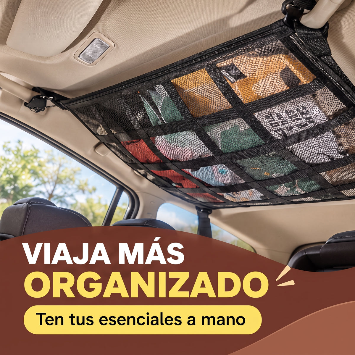 Red de Techo Colgante para Auto con 18 Compartimentos 🚗🎒