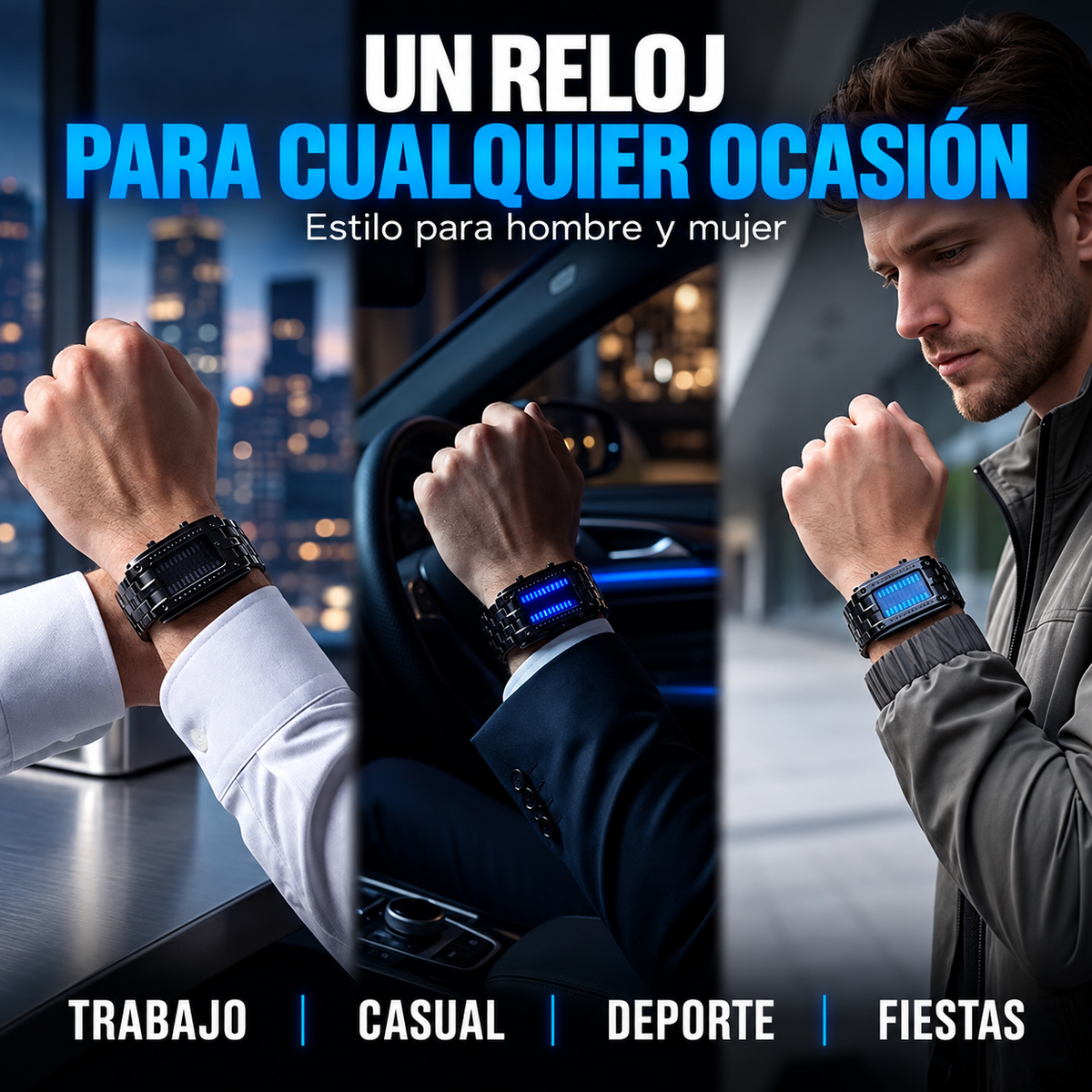 CyberMatrix™ Reloj Digital LED Binario de Acero Inoxidable⌚⚡