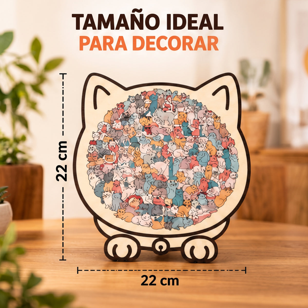 Rompecabezas de Madera de 92 Piezas en Forma de Gato (Colores Morandi) 🐱🎨