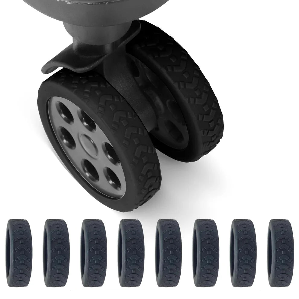 SilenceWheel™ – Kit Protector de Ruedas para Maletas (8 Unidades + 8 gratis)