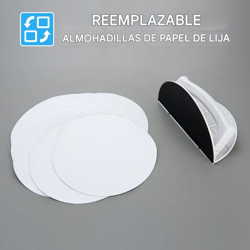 Lijadora de ángulo interno semicircular + 10 lijas tamaño a elección