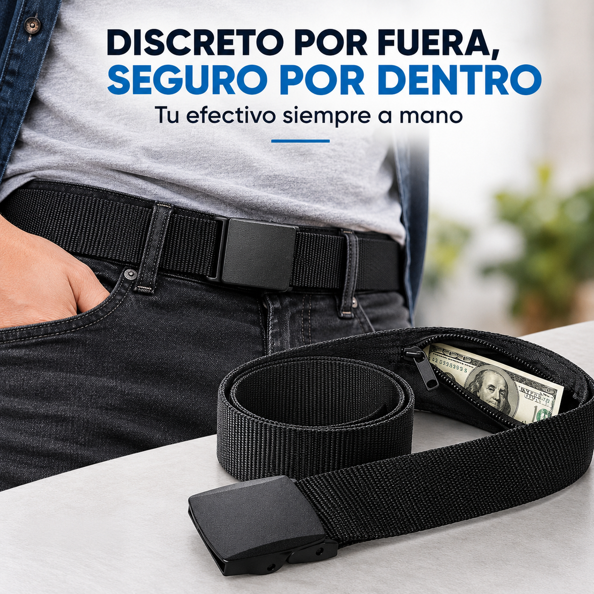 Cinturón Antirrobo con Bolsillo Secreto 🛡️✈️💵