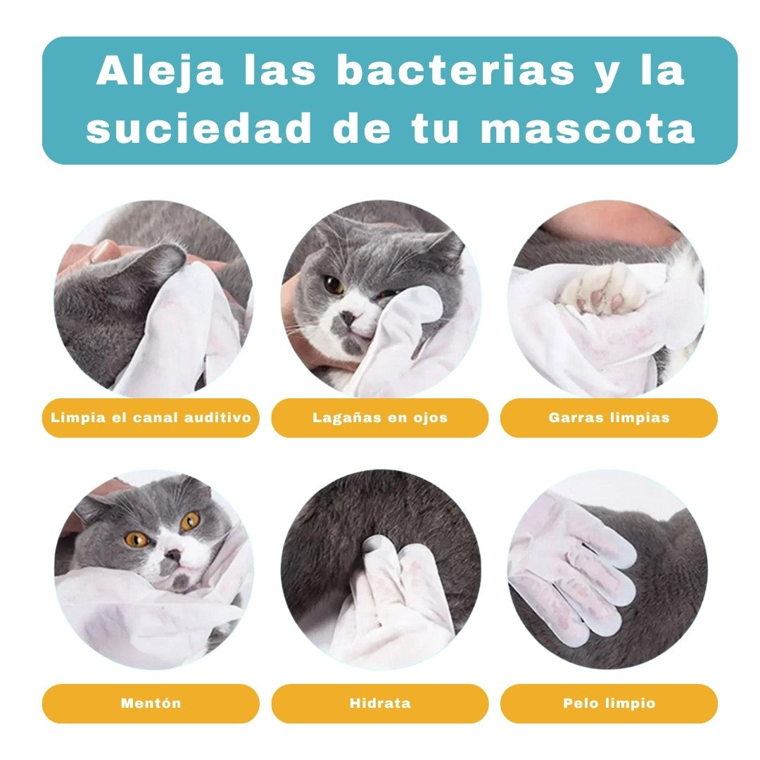 TOALLITAS GUANTES DE LIMPIEZA NUTRITIVAS PARA MASCOTAS (30 unds)