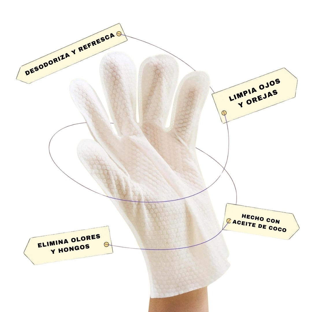 TOALLITAS GUANTES DE LIMPIEZA NUTRITIVAS PARA MASCOTAS (30 unds)
