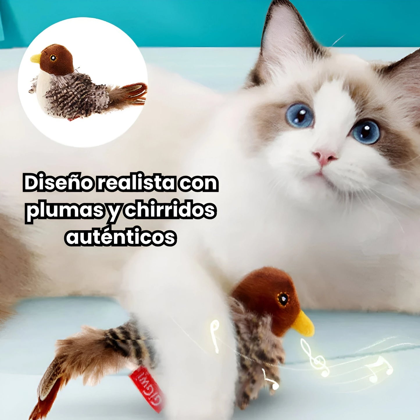 Catfri® BirdToy: juguete interactivo de pájaro melódico para gatos