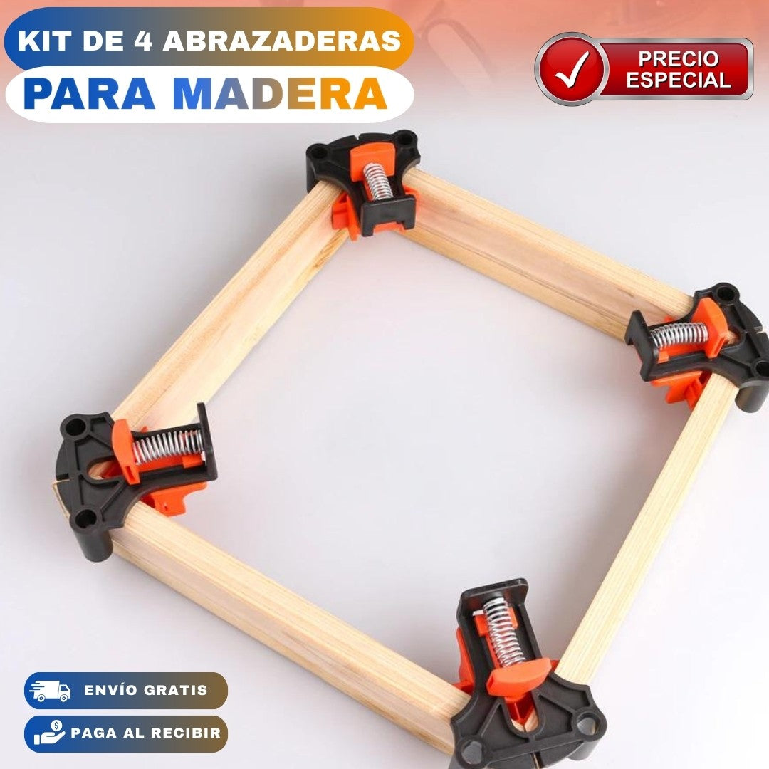 KIT DE 4 ABRAZADERAS PARA MADERA: CORNER MATE®