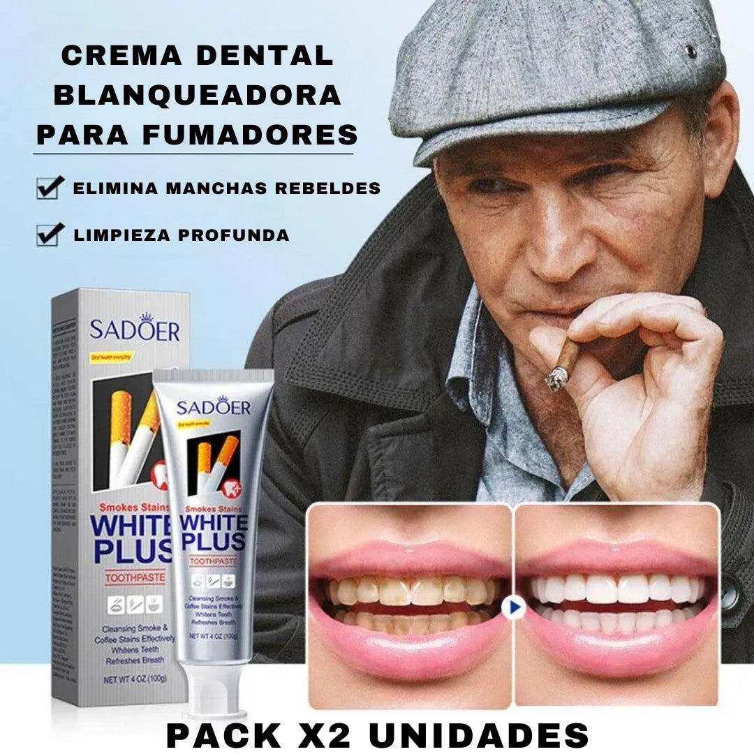 PACK X2 CREMAS DENTALES BLANQUEADORAS PARA FUMADORES Y AMANTES DEL CAFÉ