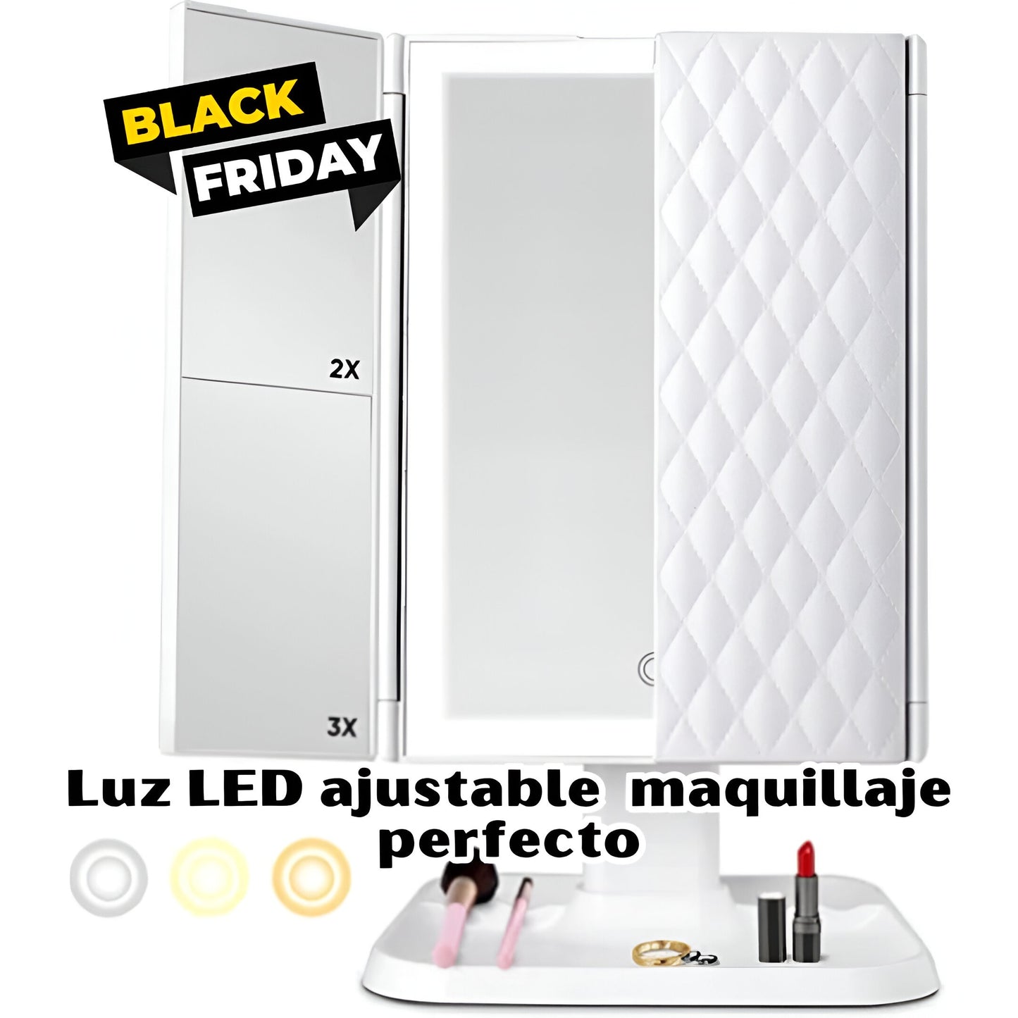 ESPEJO DE MAQUILLAJE LED TRIPLE