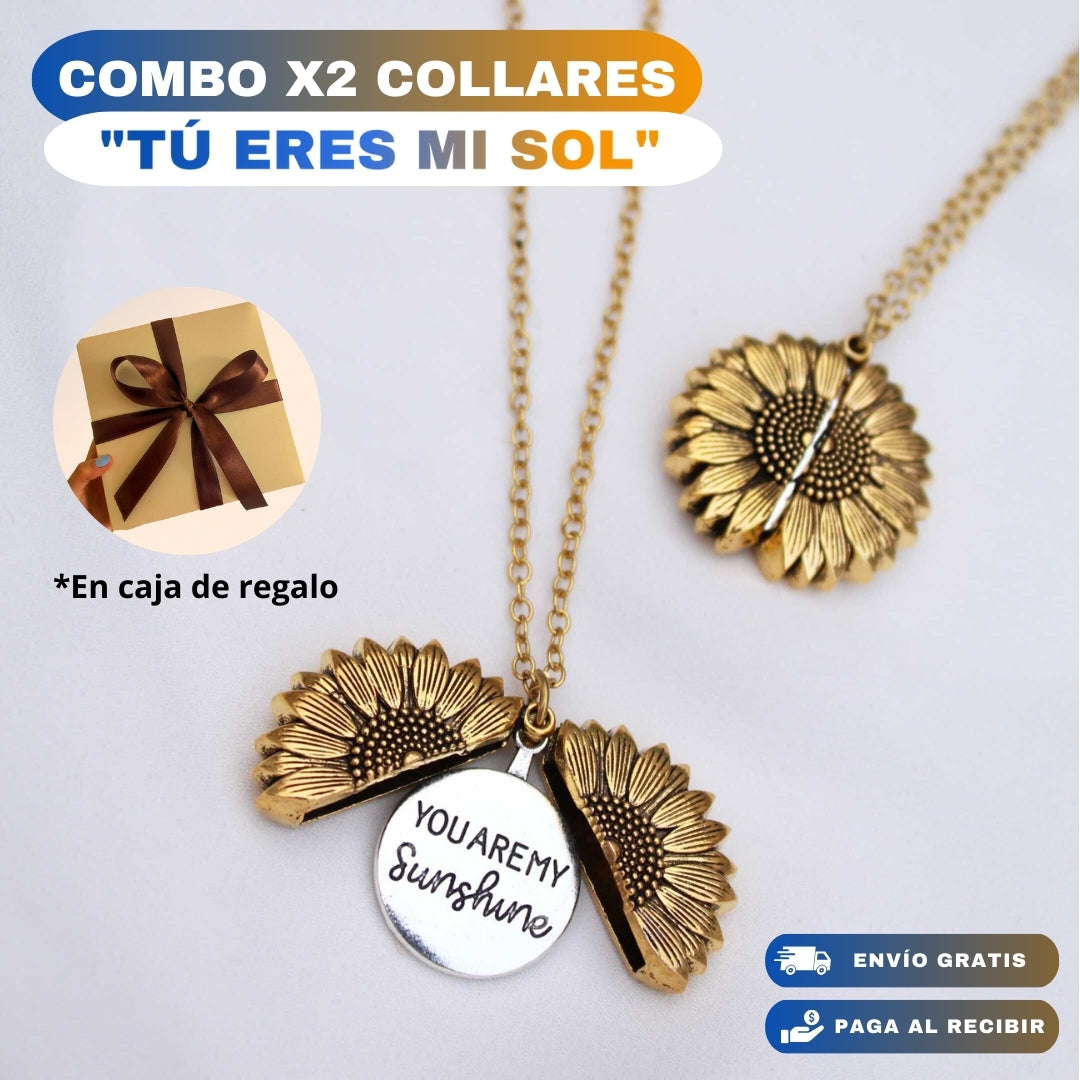 COMBO X2 COLLARES "TU ERES MI SOL"🌻 CAJA DE REGALO INCLUIDA
