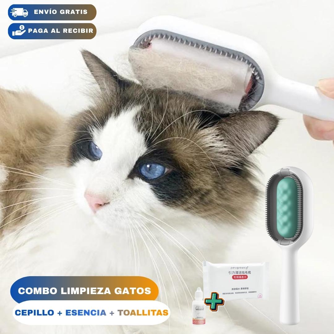 Combo cepillo anti-pelos para gatos😺Esencia 20ml + Toallas