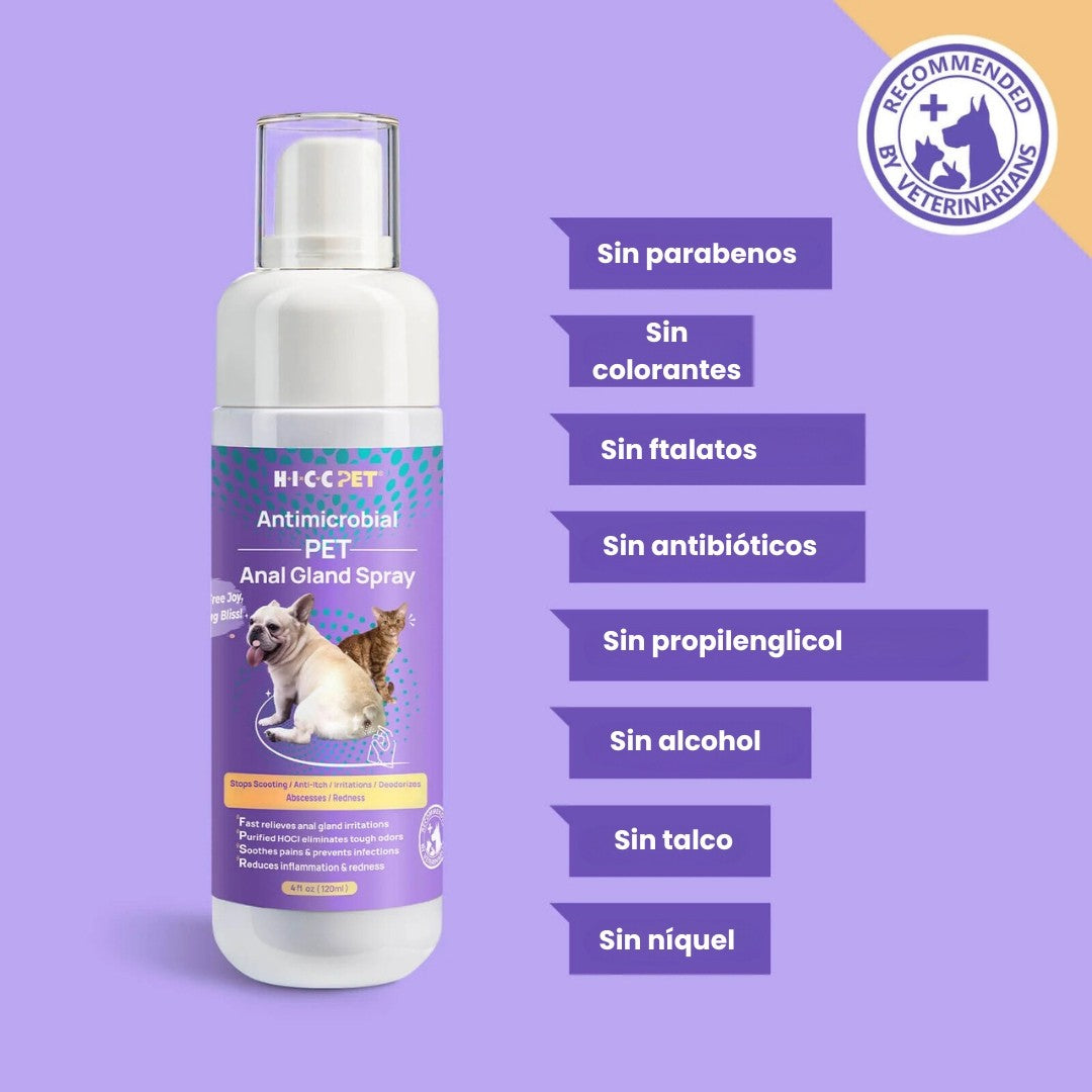 Spray antimicrobiano para glándulas anales de mascotas
