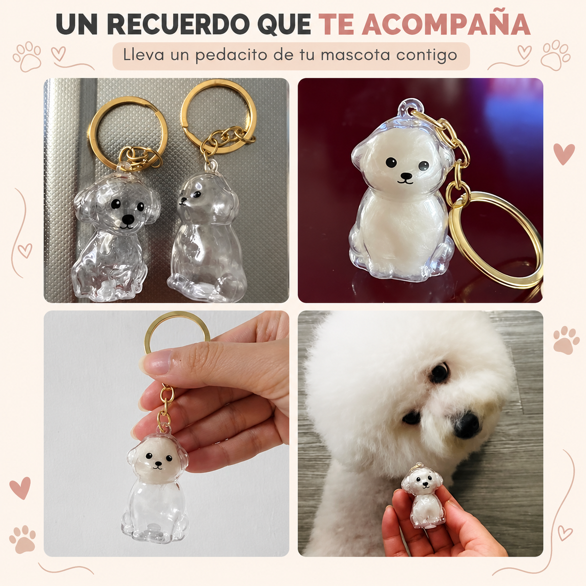 Llavero Conmemorativo Rellenable con Pelo de Mascota 🐾💛