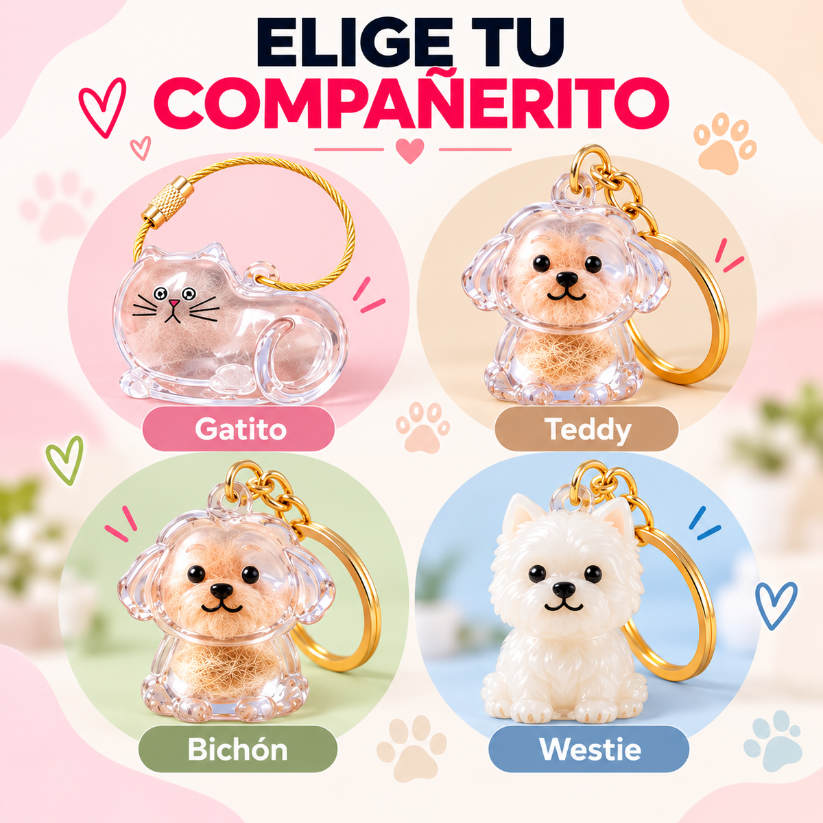 Llavero Conmemorativo Rellenable con Pelo de Mascota 🐾💛