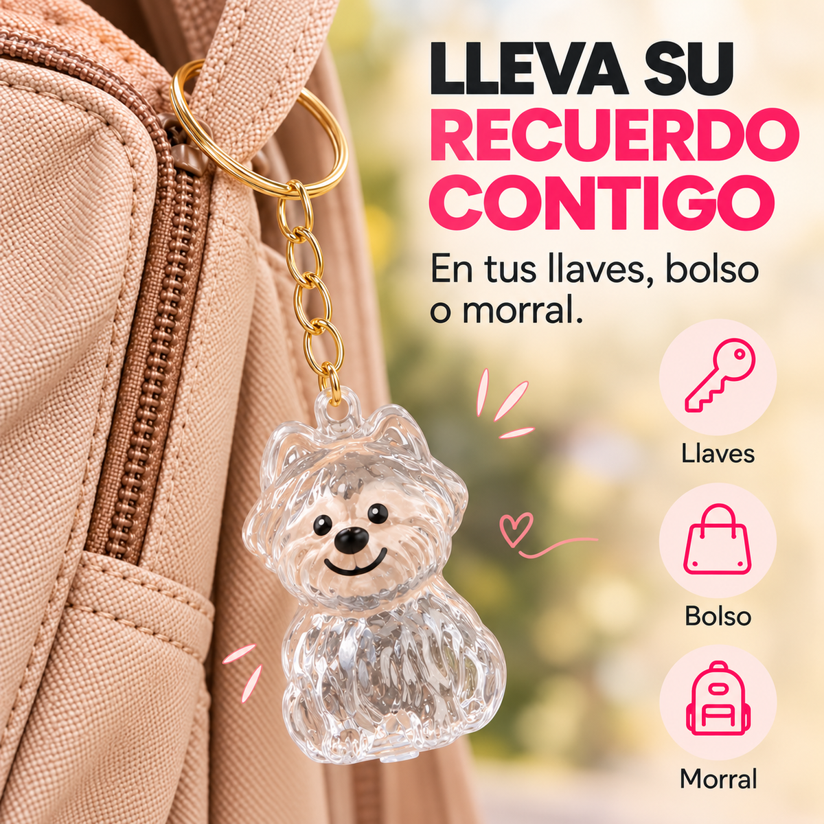 Llavero Conmemorativo Rellenable con Pelo de Mascota 🐾💛